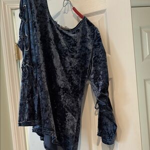 Elegant Velvet Women Top in Navy Blue